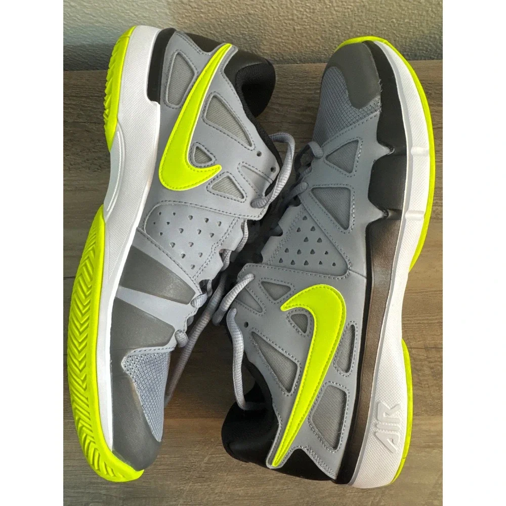 Nike Air Vapor Advantage Mens 12.5 Grey Black Volt Tennis Shoes 599359-070